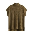 thumbnail image 1 of GigrtiJin Womens Turtleneck Sleeveless Sweater Ribbed Knit Side Slit Casual Pullover Tops Soft Solid Color Loose Blouse, 1 of 3