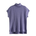 thumbnail image 1 of GigrtiJin Womens Turtleneck Sleeveless Sweater Ribbed Knit Side Slit Casual Pullover Tops Soft Solid Color Loose Blouse, 1 of 3