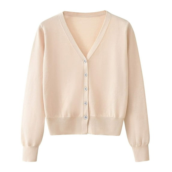 GigrtiJin Womens V-Neck Button down Sweater Casual Long Sleeves Soft Knit Cardigan Solid Color Sweater Jacket