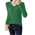 thumbnail image 1 of GigrtiJin Womens V-Neck Ribbed Knitted Top Long Sleeved Solid Color Trendy Casual Comfy Pullover Sweaters Tops, 1 of 3