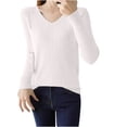thumbnail image 1 of GigrtiJin Womens V-Neck Ribbed Knitted Top Long Sleeved Solid Color Trendy Casual Comfy Pullover Sweaters Tops, 1 of 3