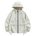 thumbnail image 1 of GigrtiJin Womens Waterproof Rain Jackets with Hood Windbreaker Zip up Raincoat Casual Solid Color Coat with Pocket, 1 of 2