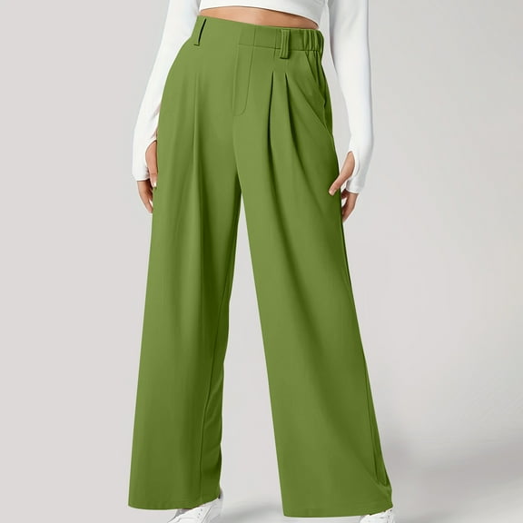 GigrtiJin Womens Wide Leg Dress Pant Business Casual Office Work Pants High Waisted Pleated Loose Trousers with Pockets