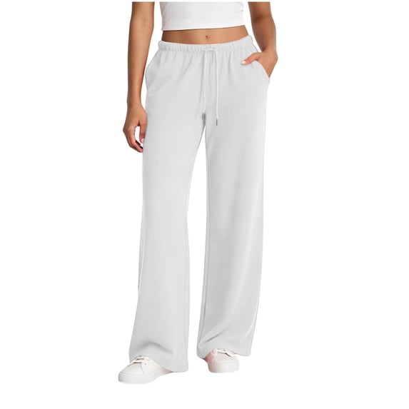 GigrtiJin Womens Wide Leg Pants Workout Casual Baggy Pants High Waisted Drawstring Joggers Hiking Pants with Pockets