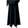thumbnail image 1 of GigrtiJin Womens Winter Knitted Skirt Elastic High Waist Ruffle A-Line Midi Long Skirt Slim Fashion Solid Flared Skirt, 1 of 6