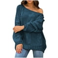 thumbnail image 1 of GigrtiJin Womens off Shoulder Pullover Sweaters Casual Fall Knit Blouses Long Sleeve Going out Solid Color Top, 1 of 6