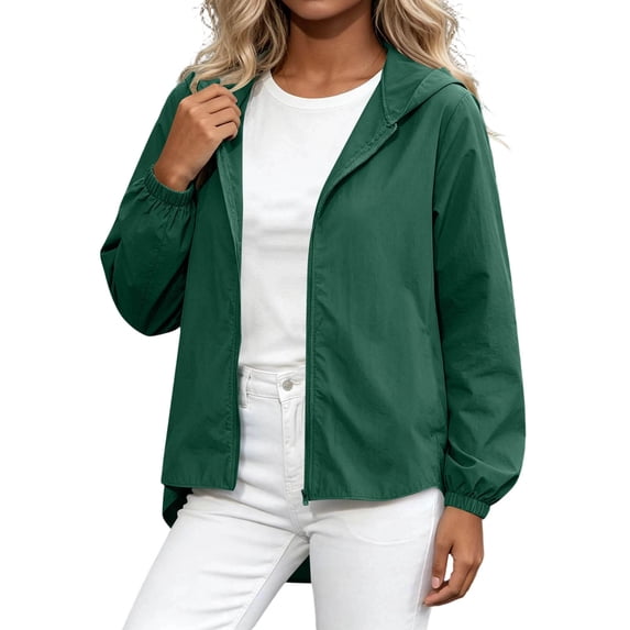 GigrtiJin Zip up Hoodie Jackets for Women Loose Casual Thin Jackets Solid Color Lightweight Outdoor Jogger Hiking Jackets