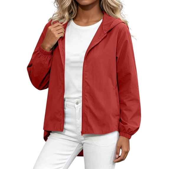 GigrtiJin Zip up Hoodie Jackets for Women Loose Casual Thin Jackets Solid Color Lightweight Outdoor Jogger Hiking Jackets