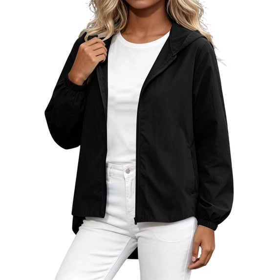 GigrtiJin Zip up Hoodie Jackets for Women Loose Casual Thin Jackets Solid Color Lightweight Outdoor Jogger Hiking Jackets