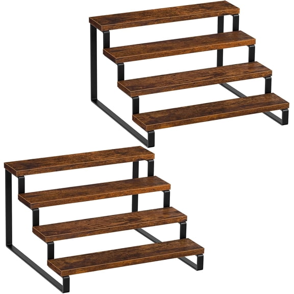 Giikin 3-Tier Spice Rack, 13.8 Inch Wood Step Shelf Countertop Spice Storage Holder, Kitchen Pantry Cabinet Organizer Cupboard for Spice Bottles, Jars, Seasonings, Baking Supplies, Metal Frame