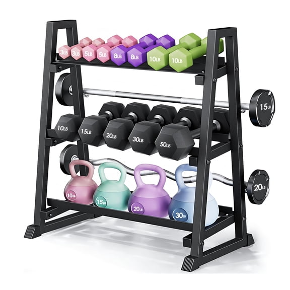 Gijjgole 1300LB Dumbbell Rack, Adjustable Heavy Duty Weight Rack for Home Gym, 3-Tier Dumbbells Storage Rack for Dumbells, Kettlebells, Barbells, Dumbbell Rack Stand