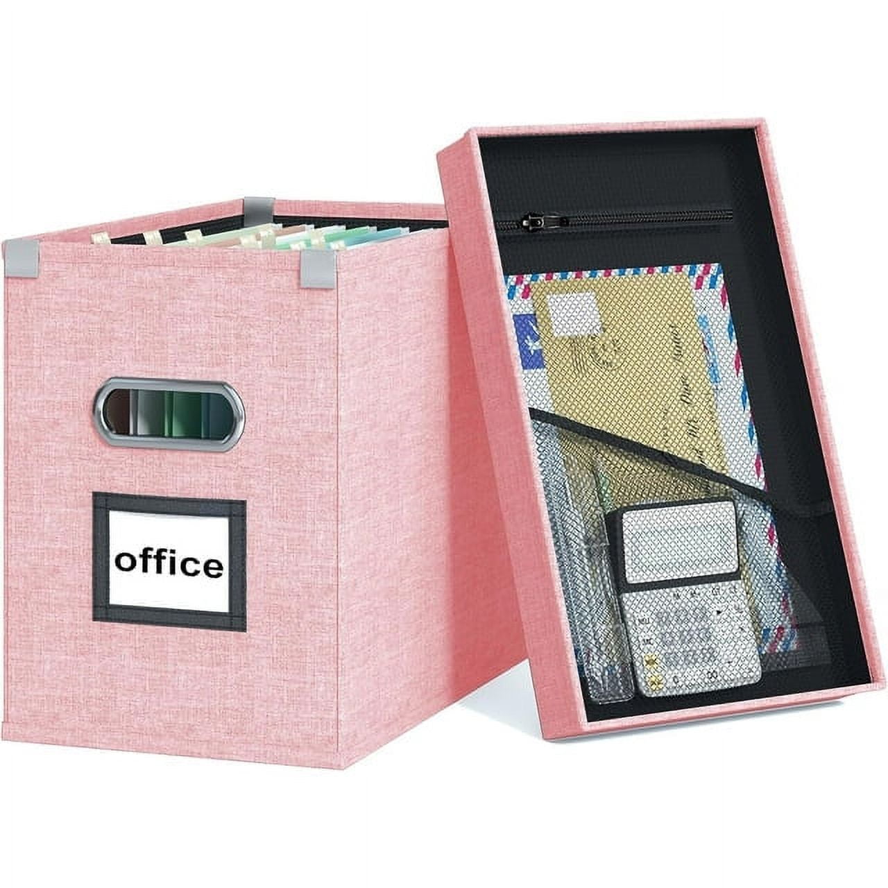 Gijjgole Decorative File Box Organizer with Lid, Collapsible Hanging