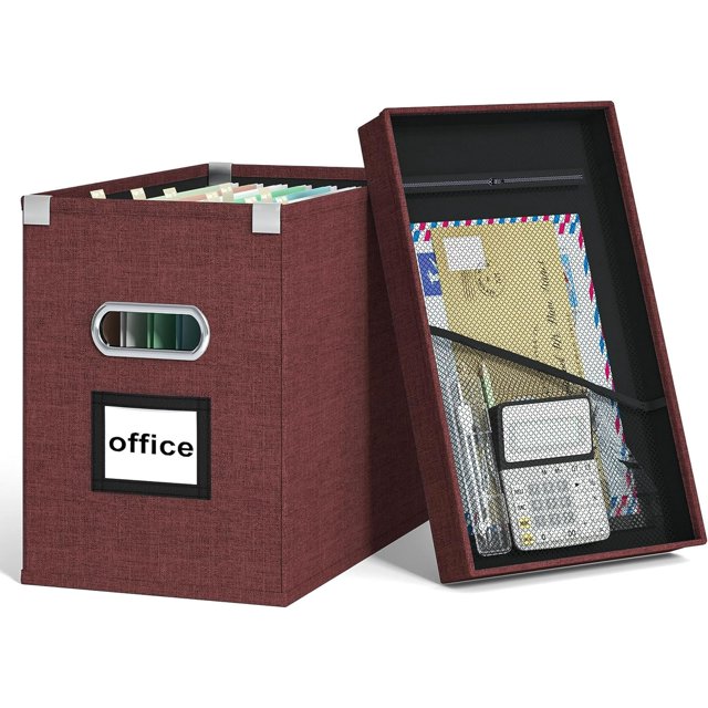 Gijjgole File Organizer Box with Lid, Collapsible Hanging File Box