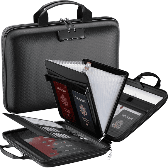 Fireproof Document File Gijjgole Fireproof Document Box with Lock, Hard-Shell with 13 Pockets ...