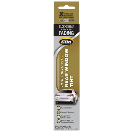 Gila® Heat Shield Plus 20% VLT Rear Window Automotive Window Tint DIY Extra Heat Control Glare Control (6in x 26in strips)