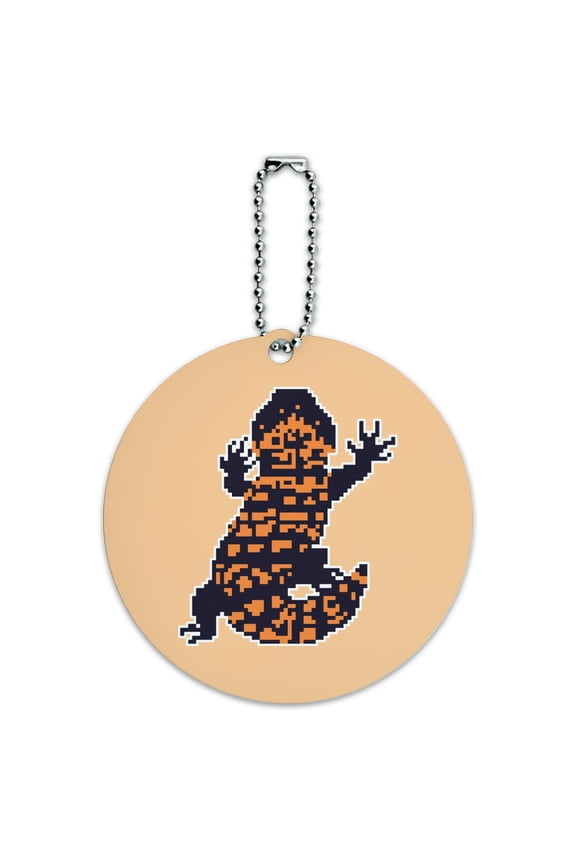 Gila Monster Pixel Lizard Round Luggage ID Tag Card Suitcase Carry-On