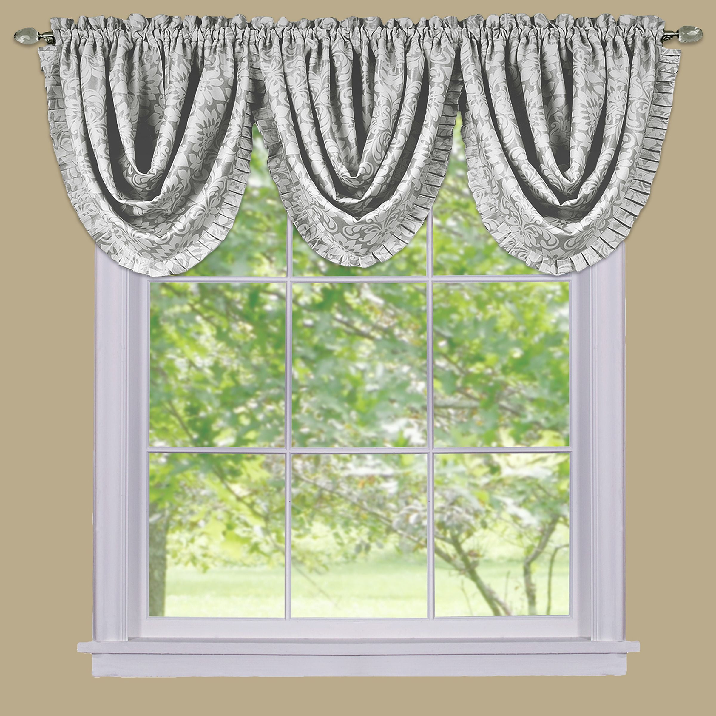 Silver Sill Length Blackout Waterfall Valance