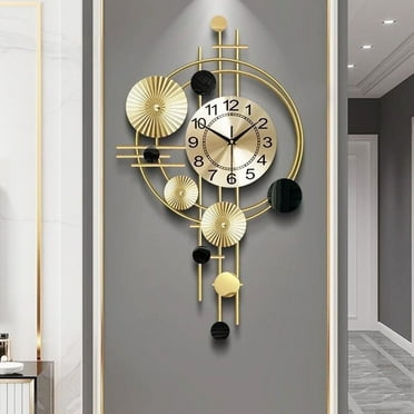 Large Wall Clock Decorative Modern Analog Wall Clock Oversized Round with Display, Battery Operated, Farmhouse Decor, 17.8 x 30.7 inch