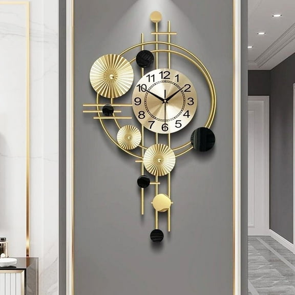 SXlianshun Rustic Metal Analog Wall Clock, Durable Hand-Forged Stainless Steel Frame, 17.8 x 30.7 Inch