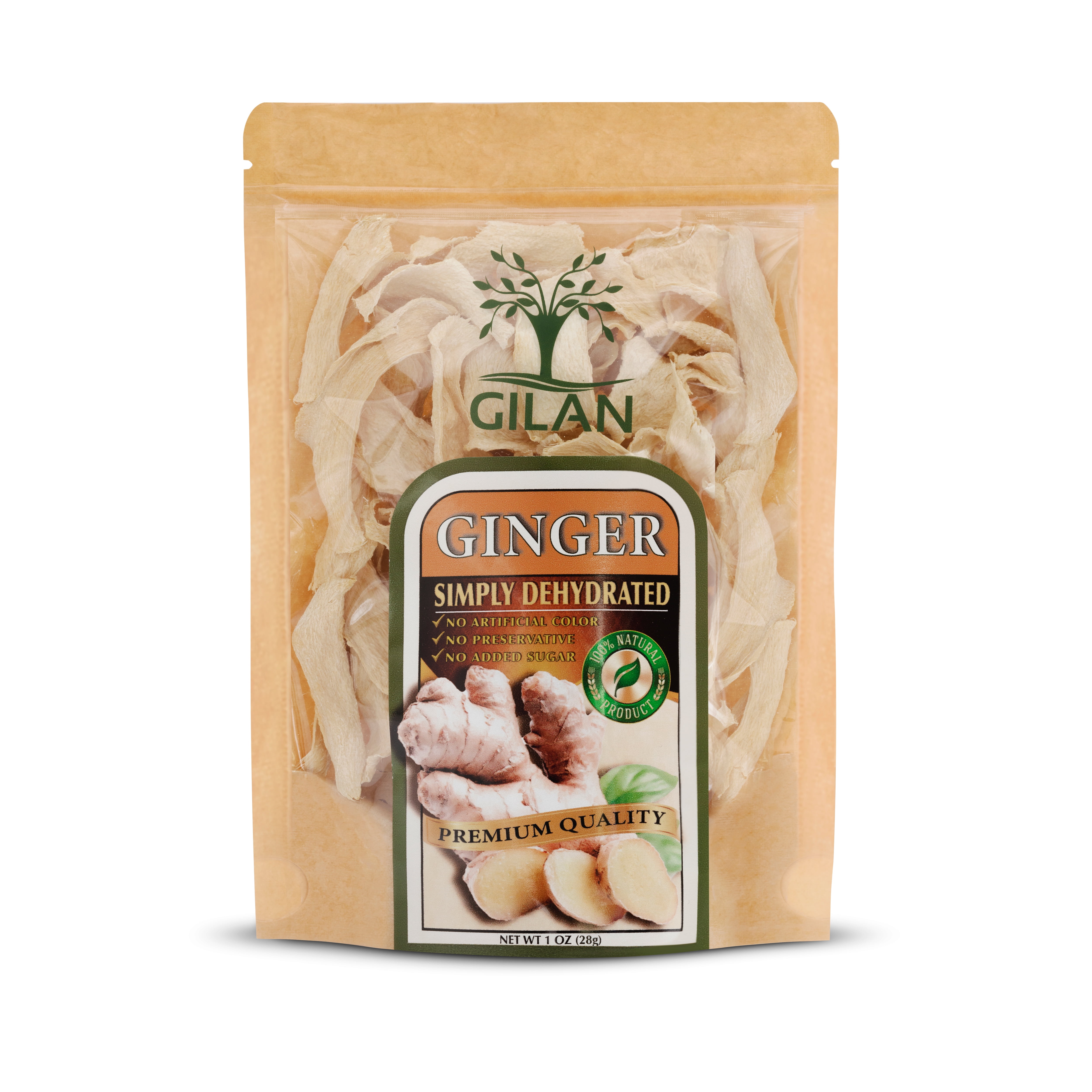 Gilanfoods, Dried Ginger Root Slices, 1 oz, Unsweetened All Natural ...