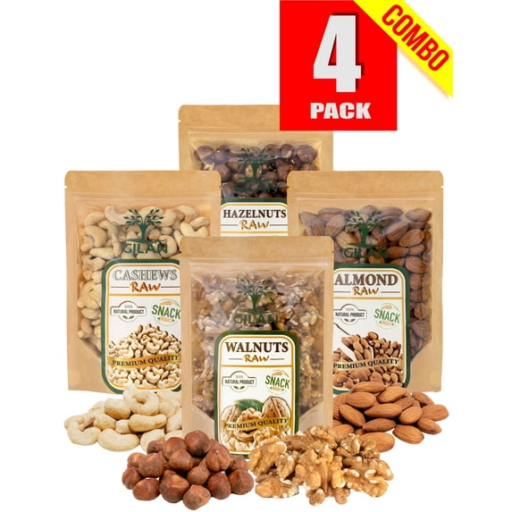 Gilan Raw Nuts Variety Pack, All Natural, 30 oz, 4Ct
