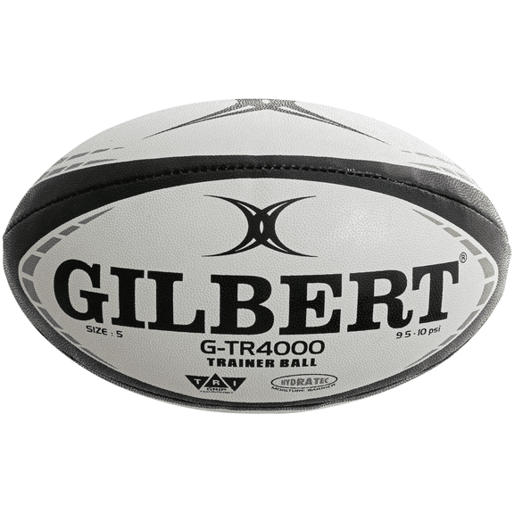 Gilbert Black G-TR4000 Training Rugby Ball, (Size 5)