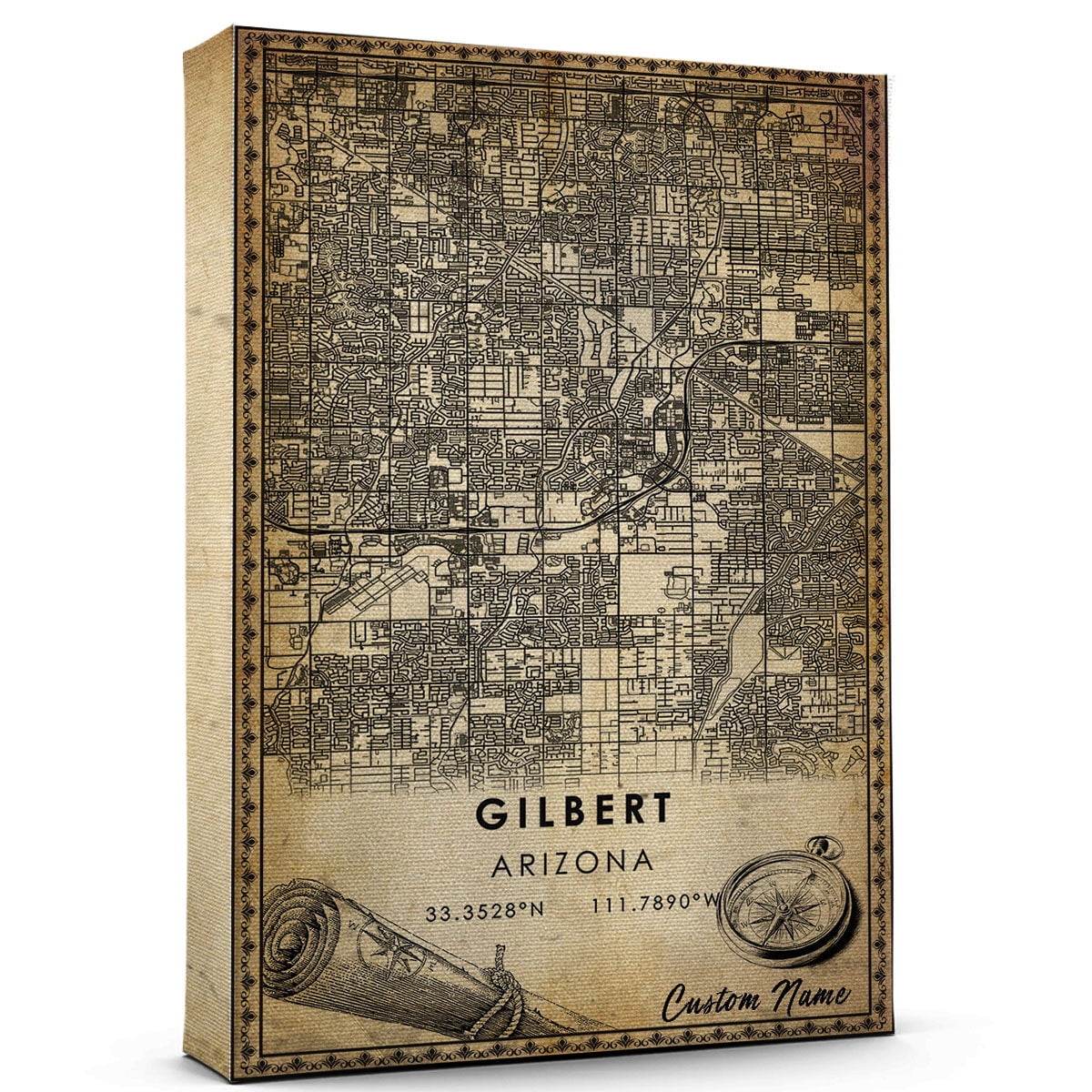Gilbert Map Poster, Arizona Map Art Poster, Canvas, Gilbert Map