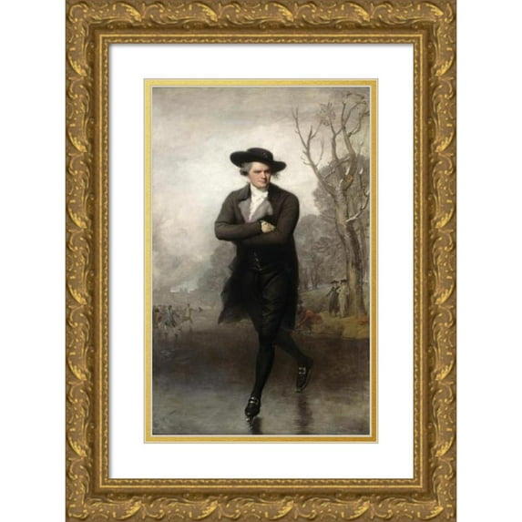 Gilbert Stuart 12x18 Gold Ornate Wood Frame and Double Matted Museum Art Print Titled - The Skater (Portrait of William Grant) (1782)