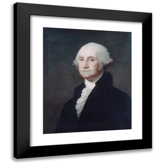 Gilbert Stuart 20x24 Black Modern Framed Museum Art Print Titled - George Washington (ca. 1803)