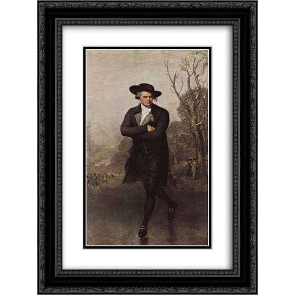 Gilbert Stuart 2x Matted 18x24 Black Ornate Framed Art Print 'The Skater (Portrait of William Grant)'