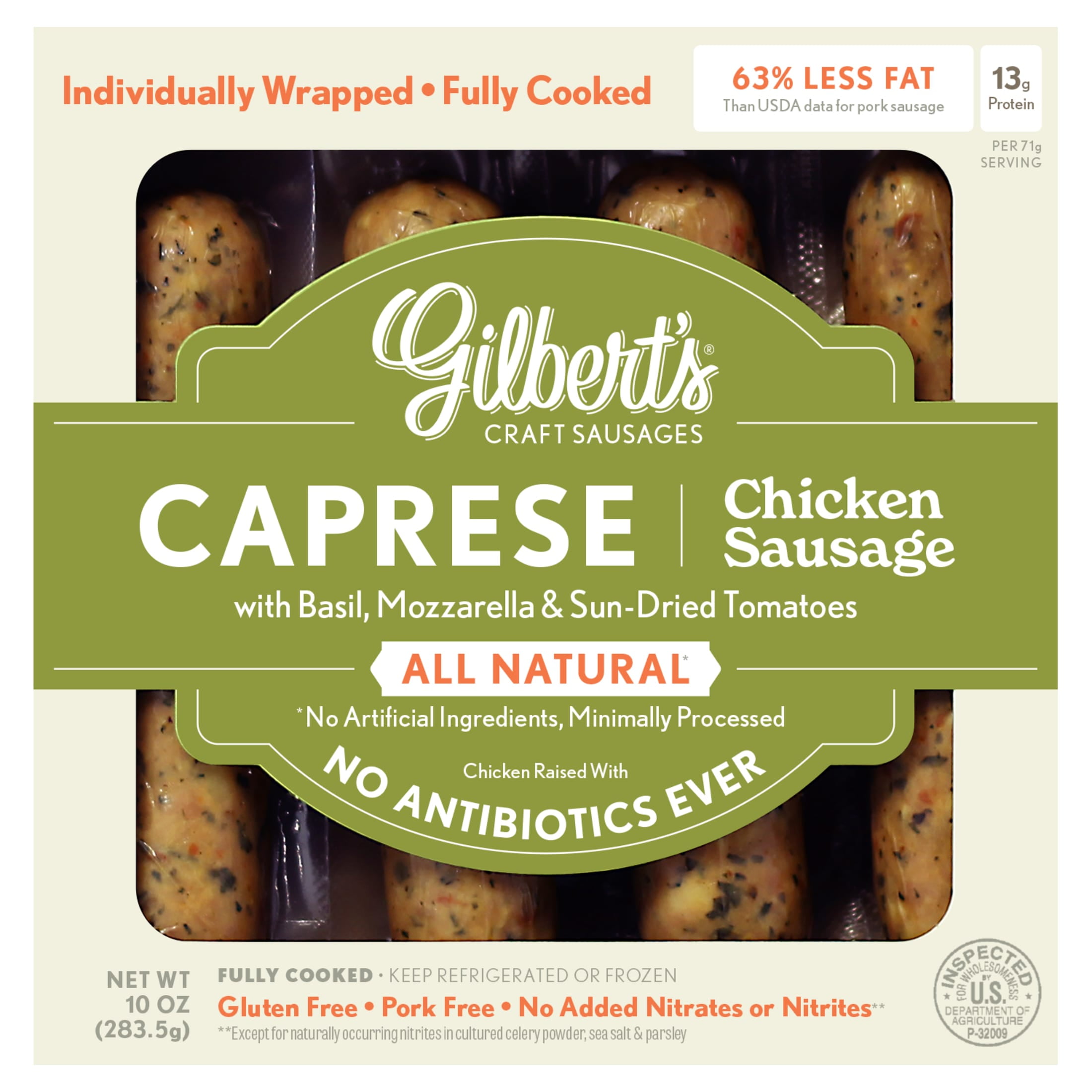 Gilbert's Caprese Italian Chicken Sausage, 4 Links, 10 oz Refrigerated