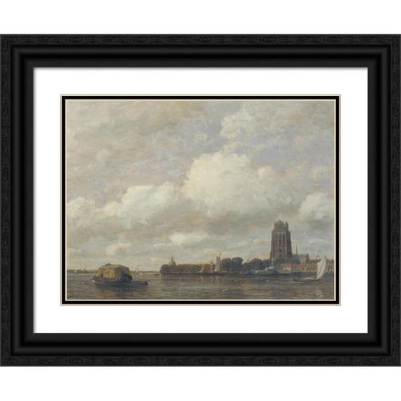Gilbert von Canal 14x11 Black Ornate Wood Framed Double Matted Museum Art Print Titled: Dordrecht (1910)