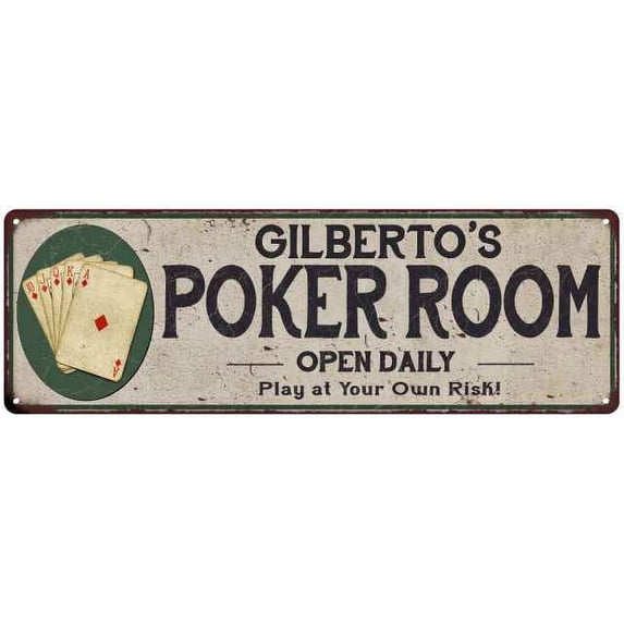 Gilberto's Poker Room 6x18 Metal Sign Game Decor 106180048192