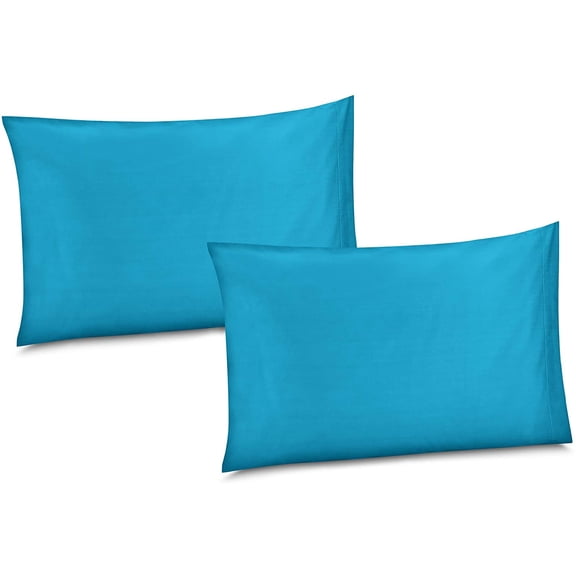 Gilbin 100% Cotton/Percale 210 Thread Count Pillow Cases Set of 2 King Size Soft Turquoise Cotton Pillow Cover for Sleeping-Bedroom Pillowcases