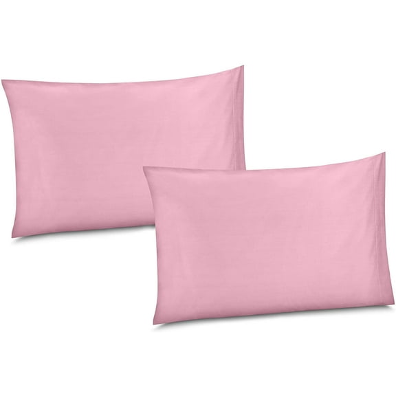 Gilbin 100% Cotton/Percale 210 Thread Count Pillow Cases Set of 2 Queen Size Soft Pink Cotton Pillow Cover for Sleeping-Bedroom Pillowcases