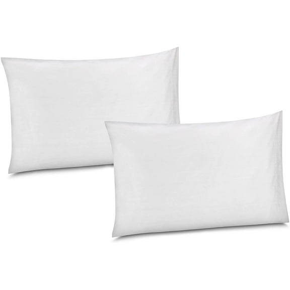 Gilbin 100% Cotton/Percale 210 Thread Count Pillow Cases Set of 2 Queen Size Soft White Cotton Pillow Cover for Sleeping-Bedroom Pillowcases