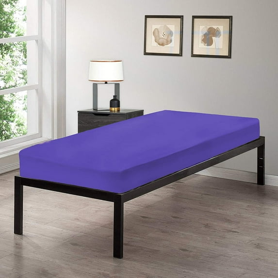 Gilbin 100% Jersey Knit Cotton Fitted Cot Sheet for Camp Cot Mattresses 30" x 75" Solid Purple, Soft & Breathable, for Boys and Girls