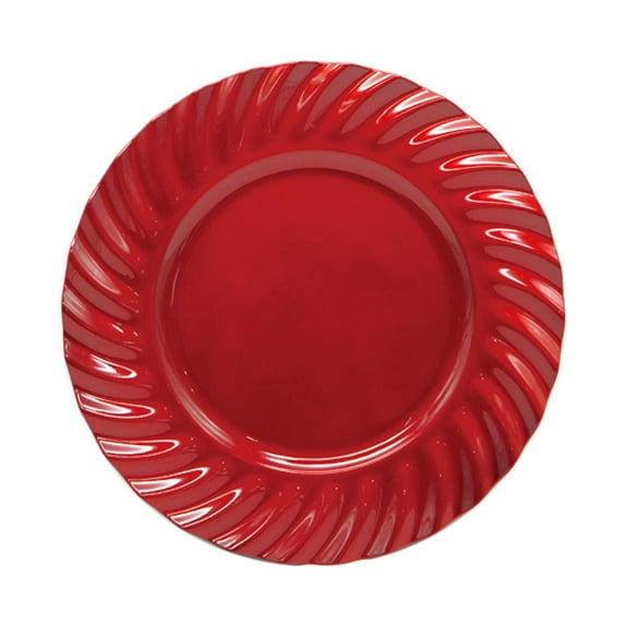 Gilbin 13 inch-Red Charger Plates, Round Plastic Reef Charger Plates, Holiday Charger Plate Wedding Holiday & Party Table Décor Set of 4