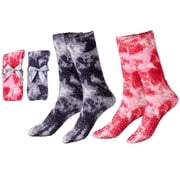 Gilbin 2 Pair Women Tie Dye Fuzzy Socks Warm Super Soft Plush Slipper Sock Casual Home Sleeping Cozy Crew Socks