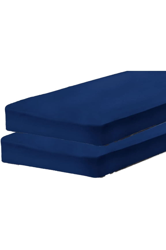 2-Piece 180 Thread Count Navy Poly Cotton Bed Sheet Set, Cot Size – Wrinkle Resistant