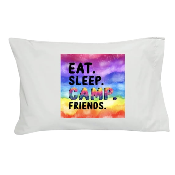 Gilbin Autograph Pillowcase Great Gift for Summer Camp Have All Her Bunkmates and Counselors Sign It(Eat Sleep Camp Friends)