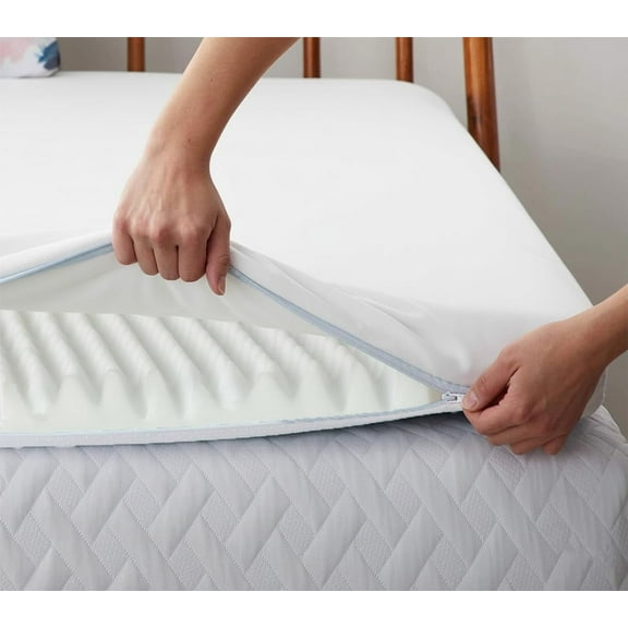 Gilbin Breathable 1.5" Crib Mattress Topper, Egg Crate Foam Design, Soft White Pad – 27" x 52" Mattress Protector