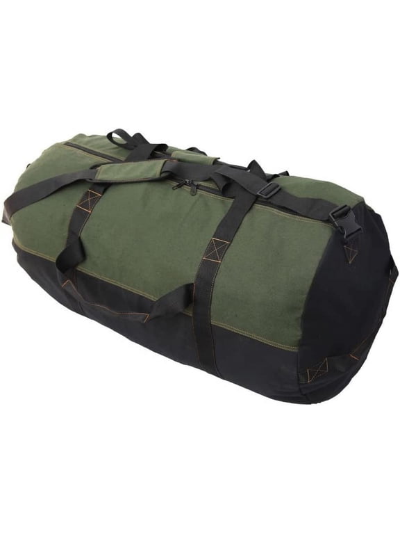Cotton Canvas Shoulder Duffle Bag, Tote with Straps Great for Sports, Gym, Work, Every day, Travel, Camping, Hiking, Overnight, Weekend - Packable, Carryall, Holdall