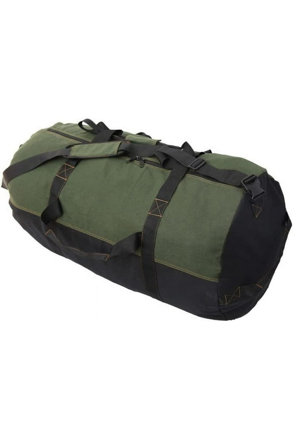 Cotton Canvas Shoulder Duffle Bag, Tote with Straps Great for Sports, Gym, Work, Every day, Travel, Camping, Hiking, Overnight, Weekend - Packable, Carryall, Holdall