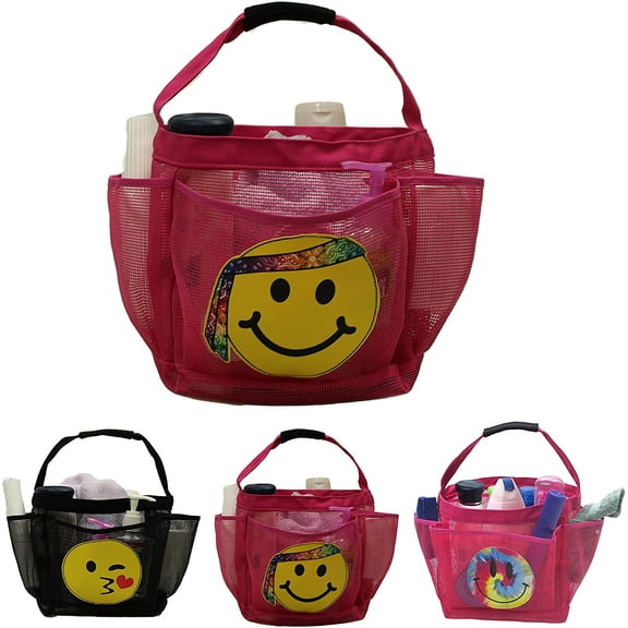 Gilbin Easy-Carry Mesh Toiletry and Shower Tote with 6 Storage Compartments. Perfect for Dorm, Camp, Traveling and Gym use.Dries Quickly for Reuse.(Bandana Man Emoji)
