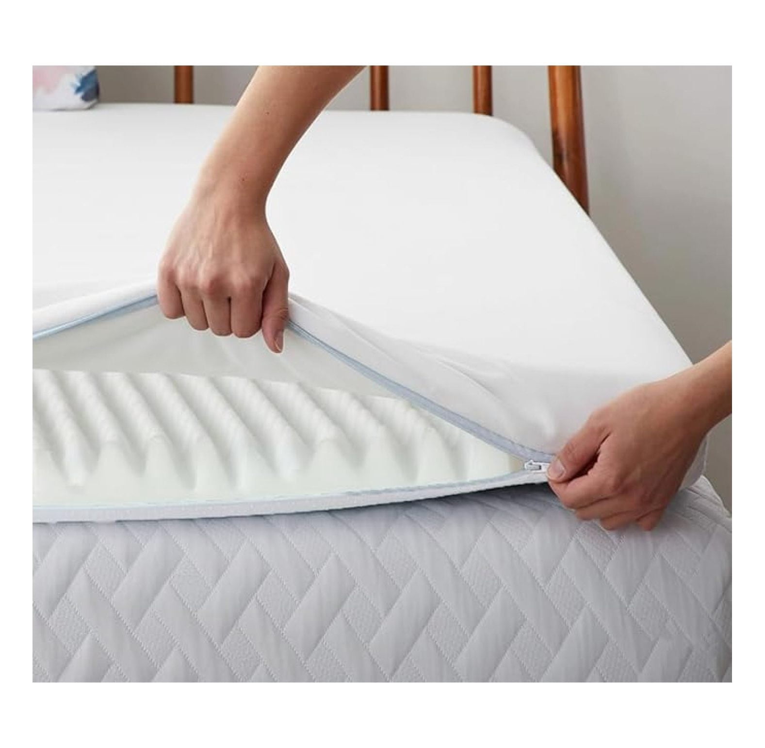 Gilbin Foam Mattress Topper, Egg Crate Hi-Density Foam Pad, Mattress Pad, and Bed Topper for Support (with Waterproof ZipperdCover, Crib Size 26x38)