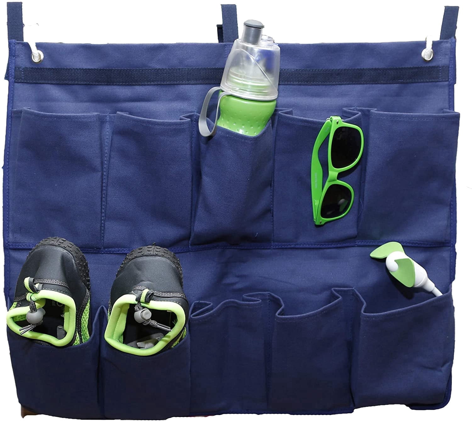 Gilbin Hanging Storage Bag Holder End of Bed Shoe Organizer with 10 Pockets for Bed Rails(Navy)
