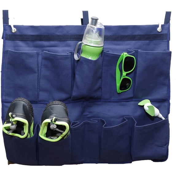 Gilbin Hanging Storage Bag Holder End of Bed Shoe Organizer with 10 Pockets for Bed Rails(Navy)