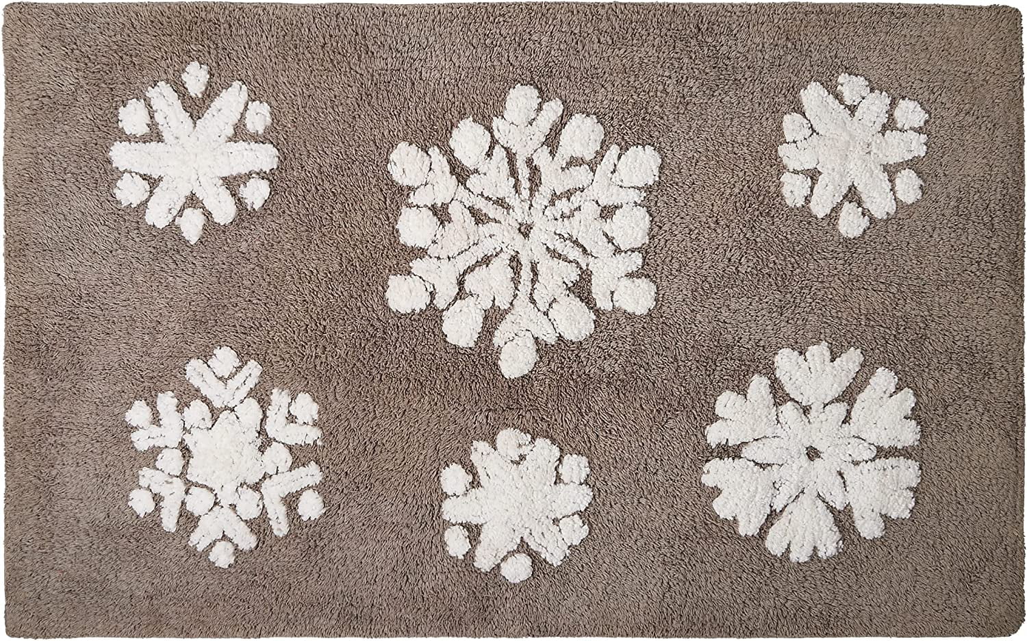 Christmas Holiday Decor Square Snowflakes Water Absorbent Bathroom Vanity Bath Rug 20x30, 100% Cotton Bath Spa Mat Accent Rug Machine Washable