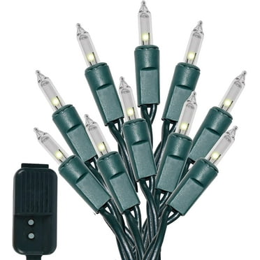 Gilbin Indoor and Outdoor White Musical Christmas Lights - Plays 25 Classical Holiday Songs - 8 Function Chaser - Green Wire - 26 Ft Wire Length, 2" Space Between Bulbs